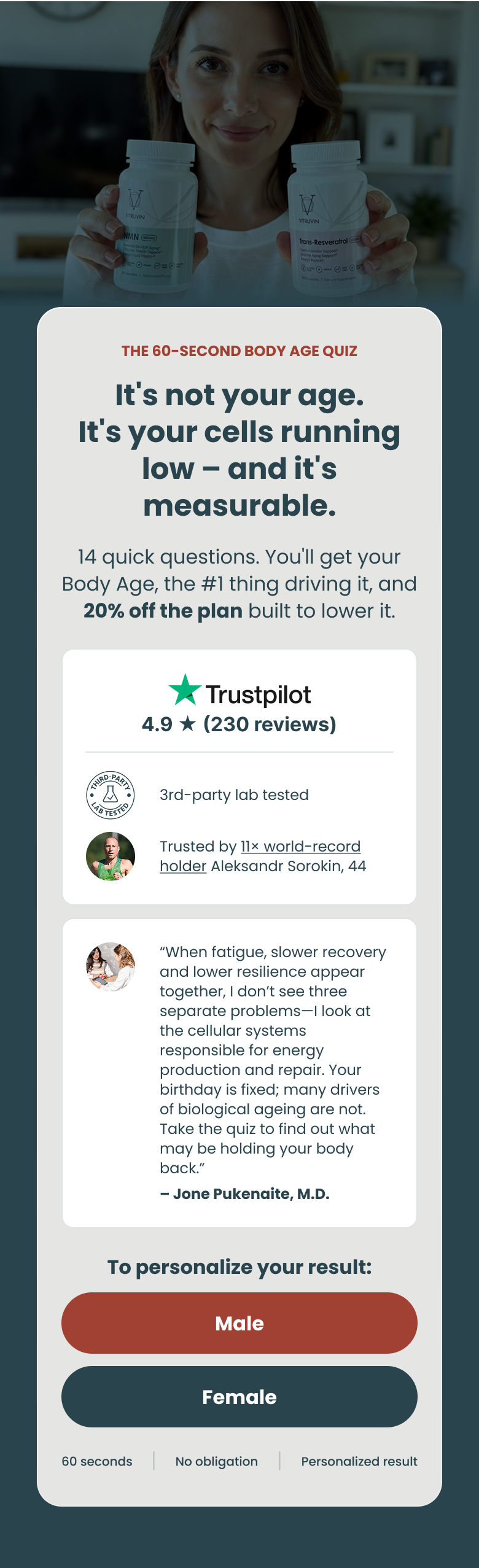 Take the Vitruvin Body Age Quiz
